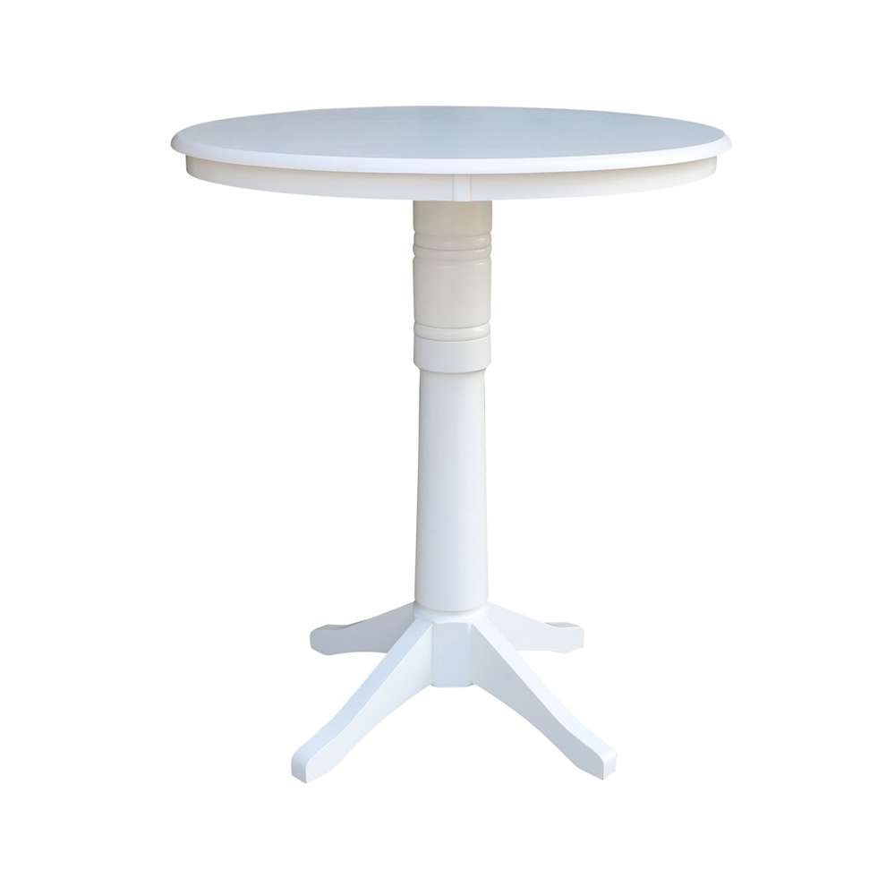 International Concepts - 36in Round Top Ped Table - 41.9inH in White Finish - K08-36RT-27B-6B-2 veiw 1