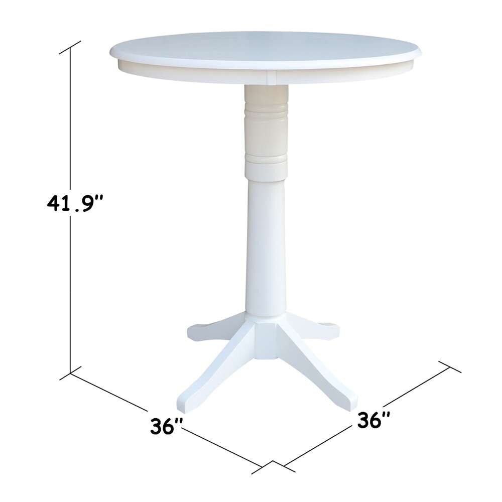 International Concepts - 36in Round Top Ped Table - 41.9inH in White Finish - K08-36RT-27B-6B-2 veiw 2