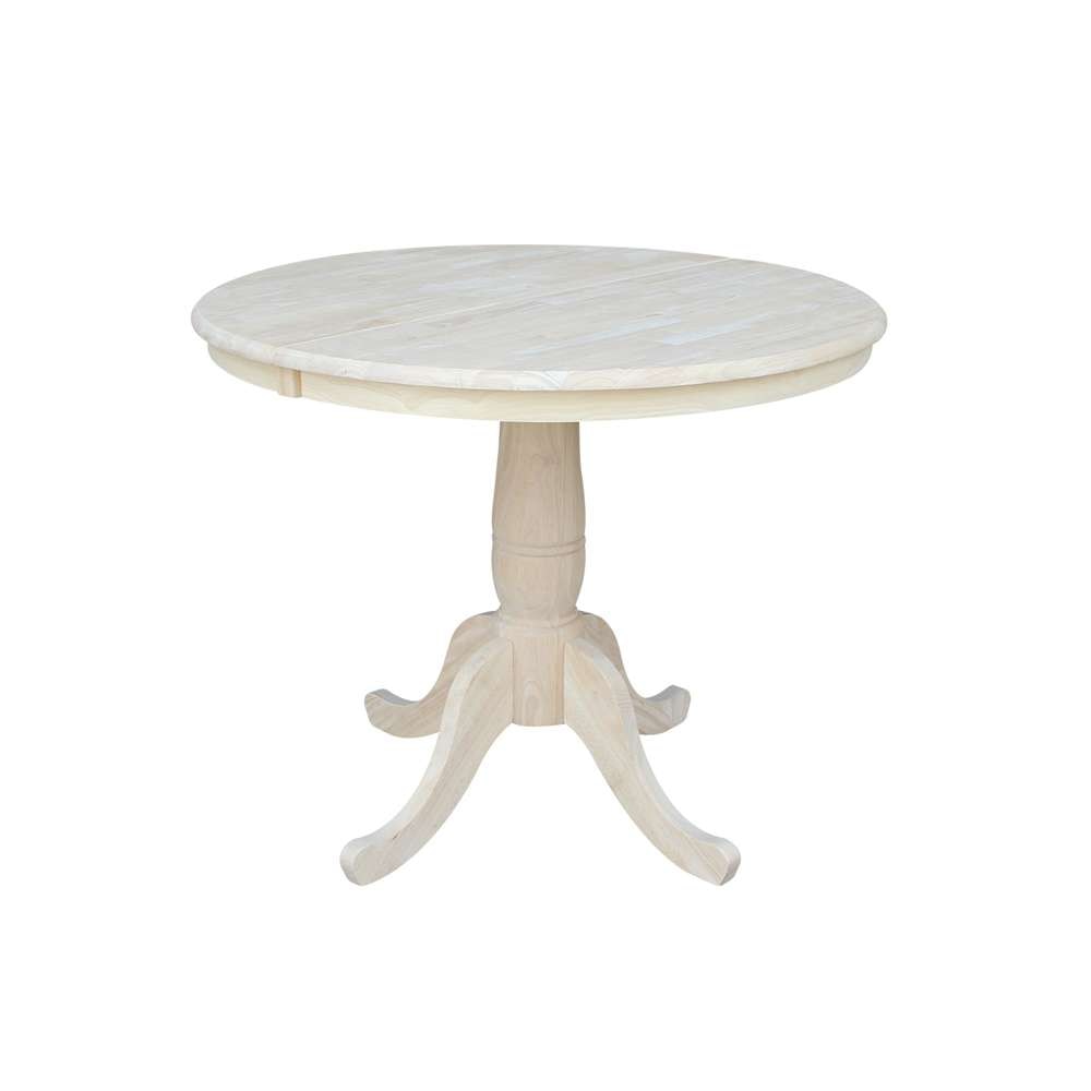 International Concepts - 36in Round Top Ped Table with 12in Leaf - 29.3inH - Dining Height - K-36RXT veiw 1