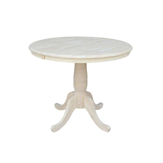 International Concepts - 36in Round Top Ped Table with 12in Leaf - 29.3inH - Dining Height - K-36RXT veiw 1