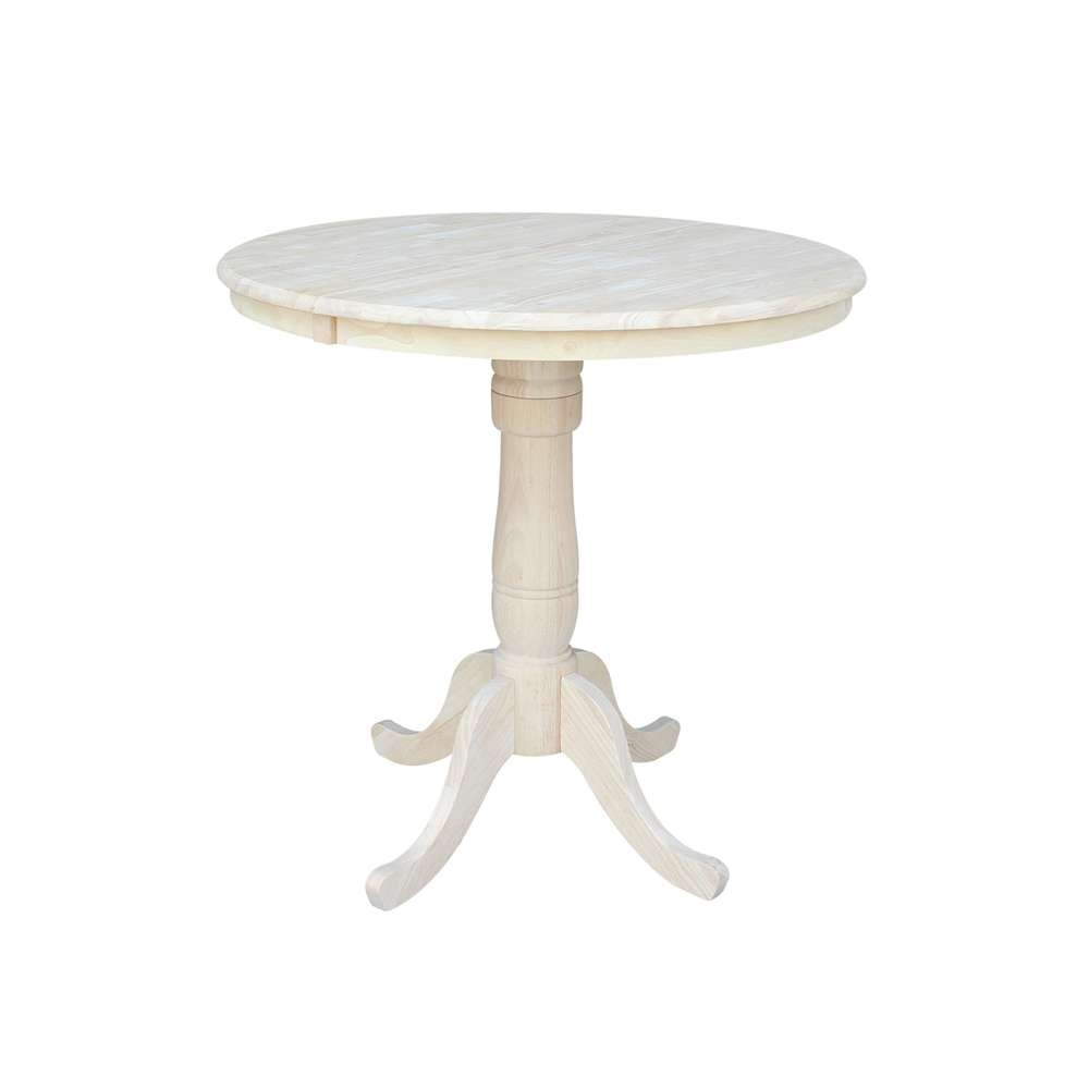 International Concepts - 36in Round Top Ped Table with 12in Leaf - 35.3inH - Counter Height - K-36RXT-6B veiw 1