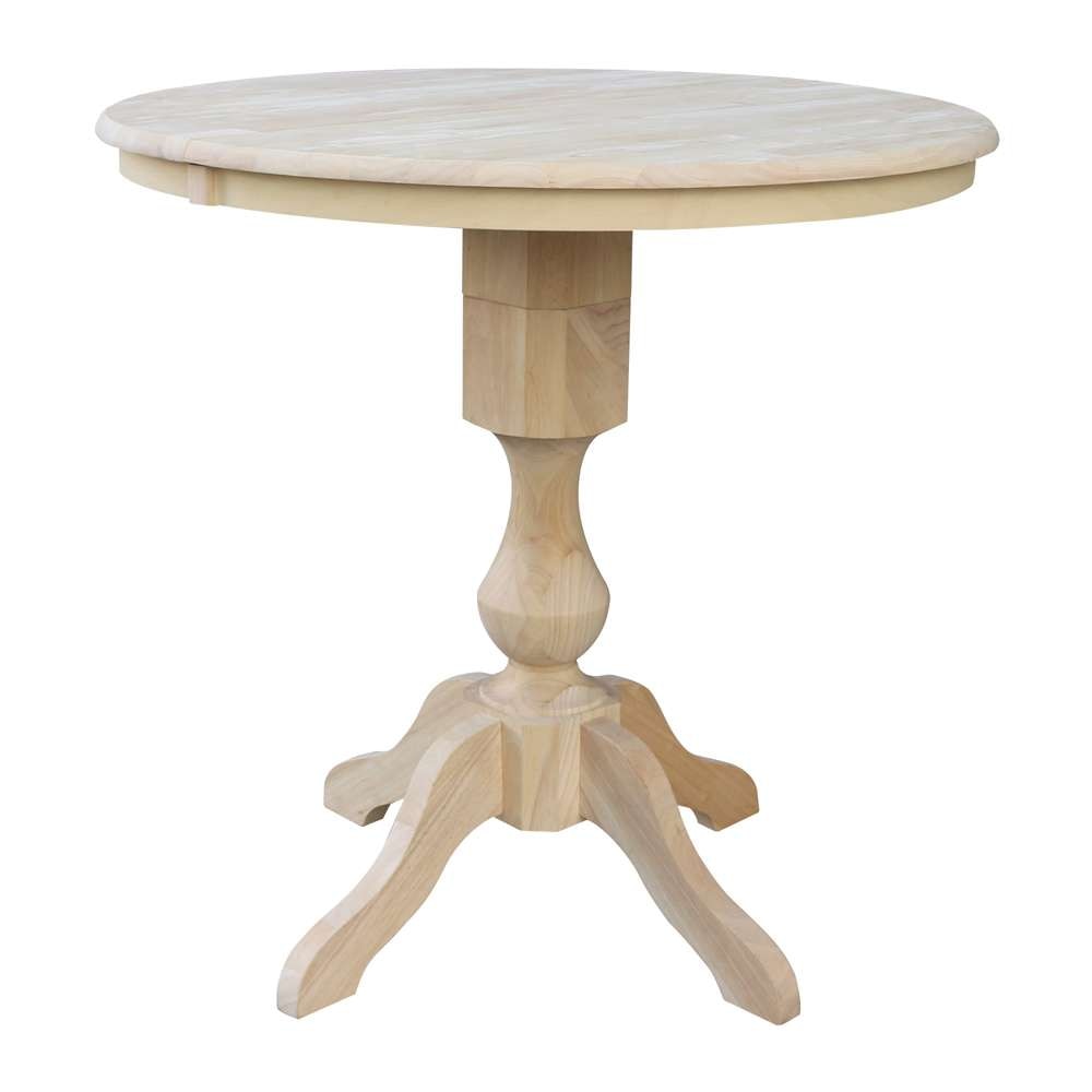 International Concepts - 36in Round Top Ped Table with 12in Leaf - 36.1inH - Counter Height - K-36RXT-11P veiw 1