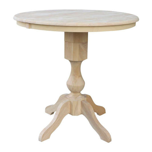 International Concepts - 36in Round Top Ped Table with 12in Leaf - 36.1inH - Counter Height - K-36RXT-11P veiw 1