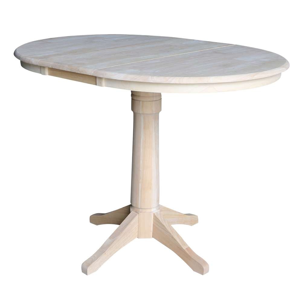 International Concepts - 36in Round Top Ped Table with 12in Leaf - 36.1inH - Counter Height - K-36RXT-27B-6B veiw 1