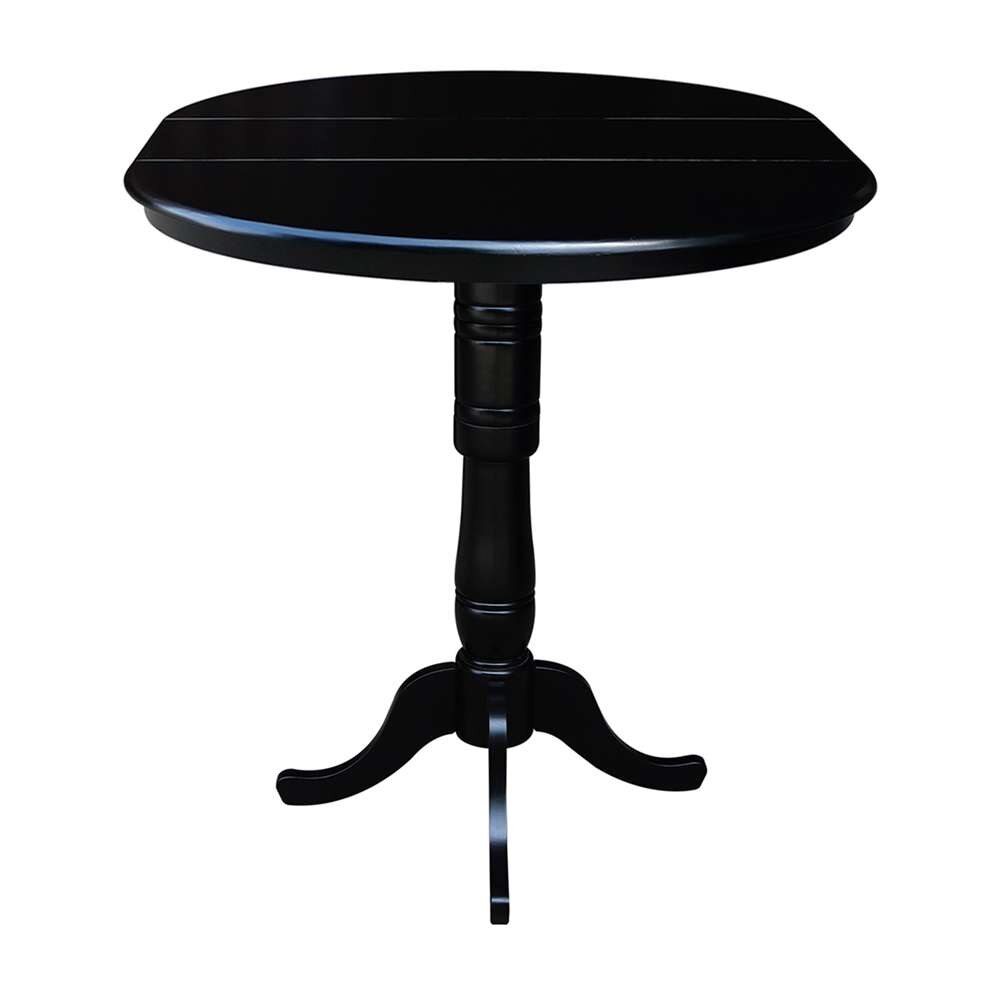 International Concepts - 36in Round Top Ped Table with 12in Leaf - 41.3inH - Bar Height in Black Finish - K46-36RXT-6B-2 veiw 4