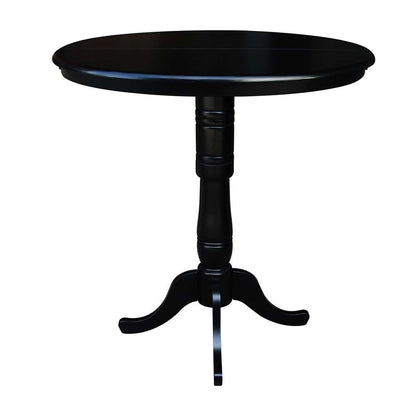 International Concepts - 36in Round Top Ped Table with 12in Leaf - 41.3inH - Bar Height in Black Finish - K46-36RXT-6B-2 veiw 5