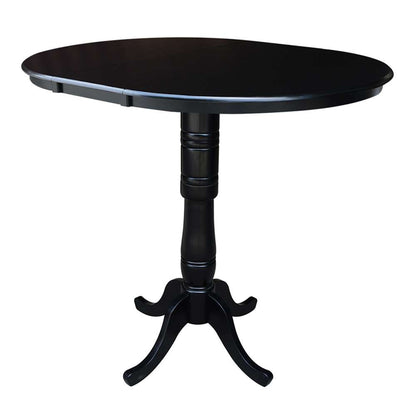 International Concepts - 36in Round Top Ped Table with 12in Leaf - 41.3inH - Bar Height in Black Finish - K46-36RXT-6B-2 veiw 6