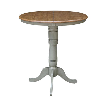 International Concepts - 36in Round Top Ped Table with 12in Leaf - 41.3inH - Bar Height in Hickory/Stone Finish - K41-36RXT-6B-2 veiw 4