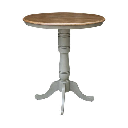 International Concepts - 36in Round Top Ped Table with 12in Leaf - 41.3inH - Bar Height in Hickory/Stone Finish - K41-36RXT-6B-2 veiw 6