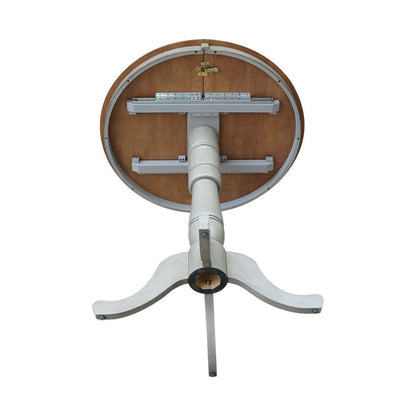 International Concepts - 36in Round Top Ped Table with 12in Leaf - 41.3inH - Bar Height in Hickory/Stone Finish - K41-36RXT-6B-2 veiw 8