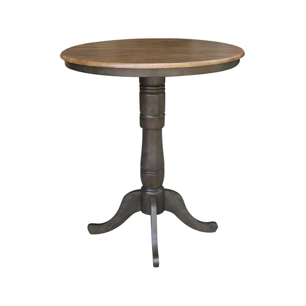 International Concepts - 36in Round Top Ped Table with 12in Leaf - 41.3inH - Bar Height in Hickory/Washed Coal Finish - K45-36RXT-6B-2 veiw 6