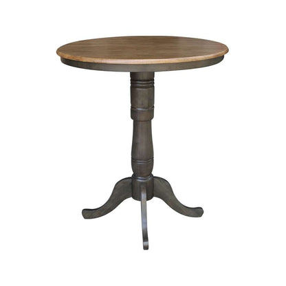 International Concepts - 36in Round Top Ped Table with 12in Leaf - 41.3inH - Bar Height in Hickory/Washed Coal Finish - K45-36RXT-6B-2 veiw 6