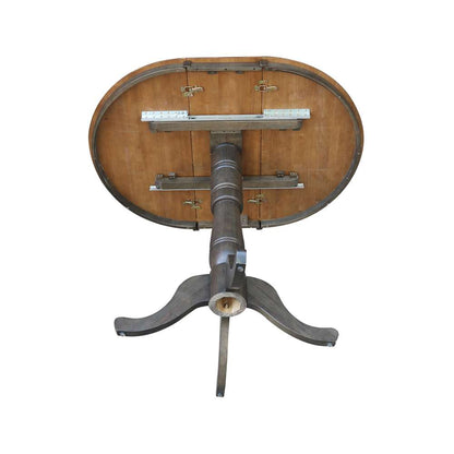 International Concepts - 36in Round Top Ped Table with 12in Leaf - 41.3inH - Bar Height in Hickory/Washed Coal Finish - K45-36RXT-6B-2 veiw 7