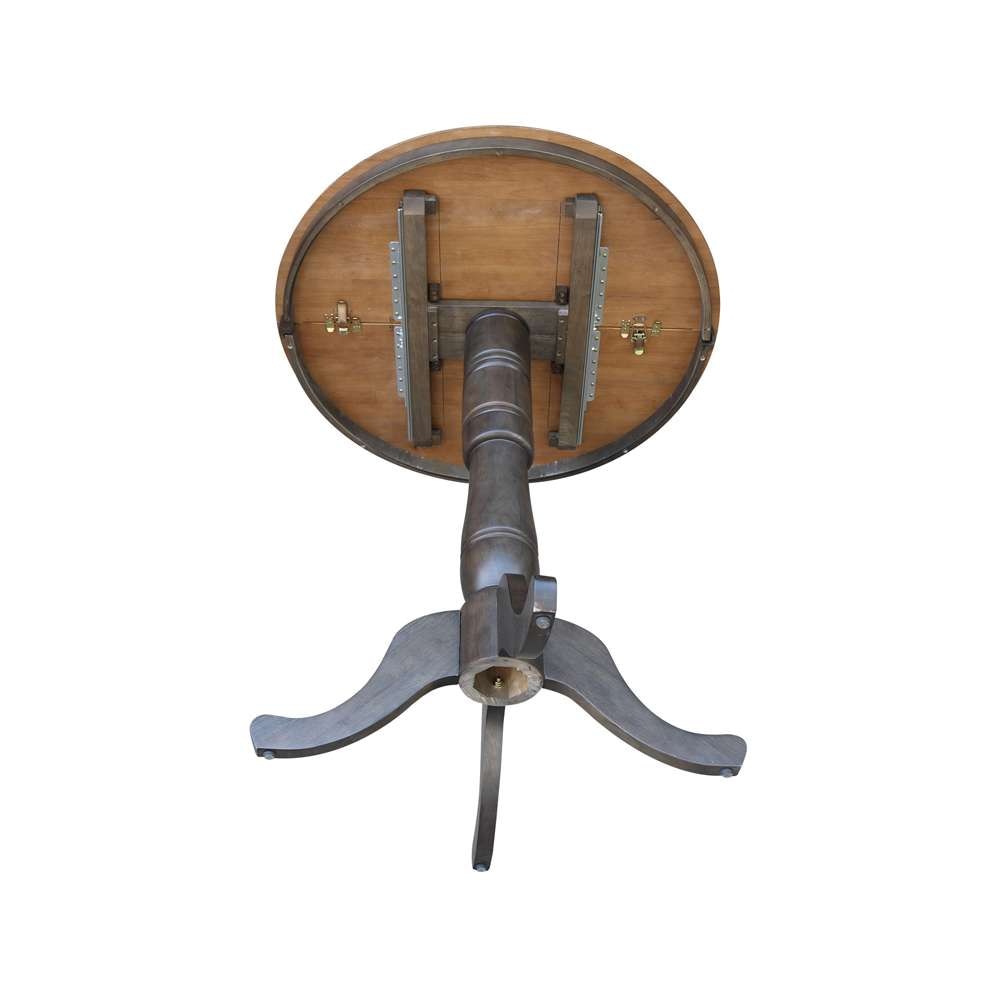 International Concepts - 36in Round Top Ped Table with 12in Leaf - 41.3inH - Bar Height in Hickory/Washed Coal Finish - K45-36RXT-6B-2 veiw 8