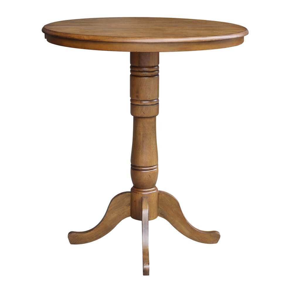 International Concepts - 36in Round Top Ped Table with 12in Leaf - 41.3inH - Bar Height in Pecan Finish - K59-36RXT-6B-2 veiw 6