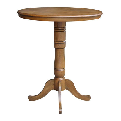 International Concepts - 36in Round Top Ped Table with 12in Leaf - 41.3inH - Bar Height in Pecan Finish - K59-36RXT-6B-2 veiw 6
