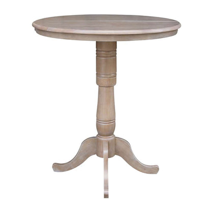 International Concepts - 36in Round Top Ped Table with 12in Leaf - 41.3inH - Bar Height in Washed Gray Taupe Finish - K09-36RXT-6B-2 veiw 6