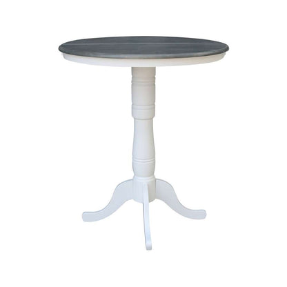 International Concepts - 36in Round Top Ped Table with 12in Leaf - 41.3inH - Bar Height in White/Heather Gray Finish - K05-36RXT-6B-2 veiw 5