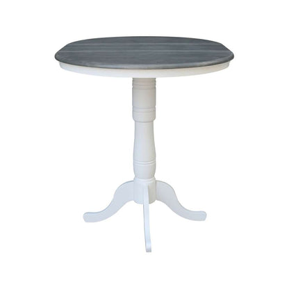 International Concepts - 36in Round Top Ped Table with 12in Leaf - 41.3inH - Bar Height in White/Heather Gray Finish - K05-36RXT-6B-2 veiw 6