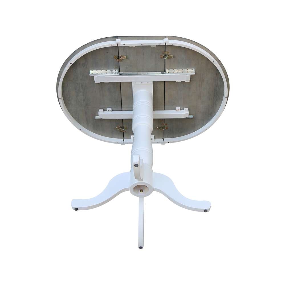 International Concepts - 36in Round Top Ped Table with 12in Leaf - 41.3inH - Bar Height in White/Heather Gray Finish - K05-36RXT-6B-2 veiw 7