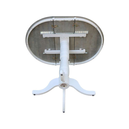 International Concepts - 36in Round Top Ped Table with 12in Leaf - 41.3inH - Bar Height in White/Heather Gray Finish - K05-36RXT-6B-2 veiw 7