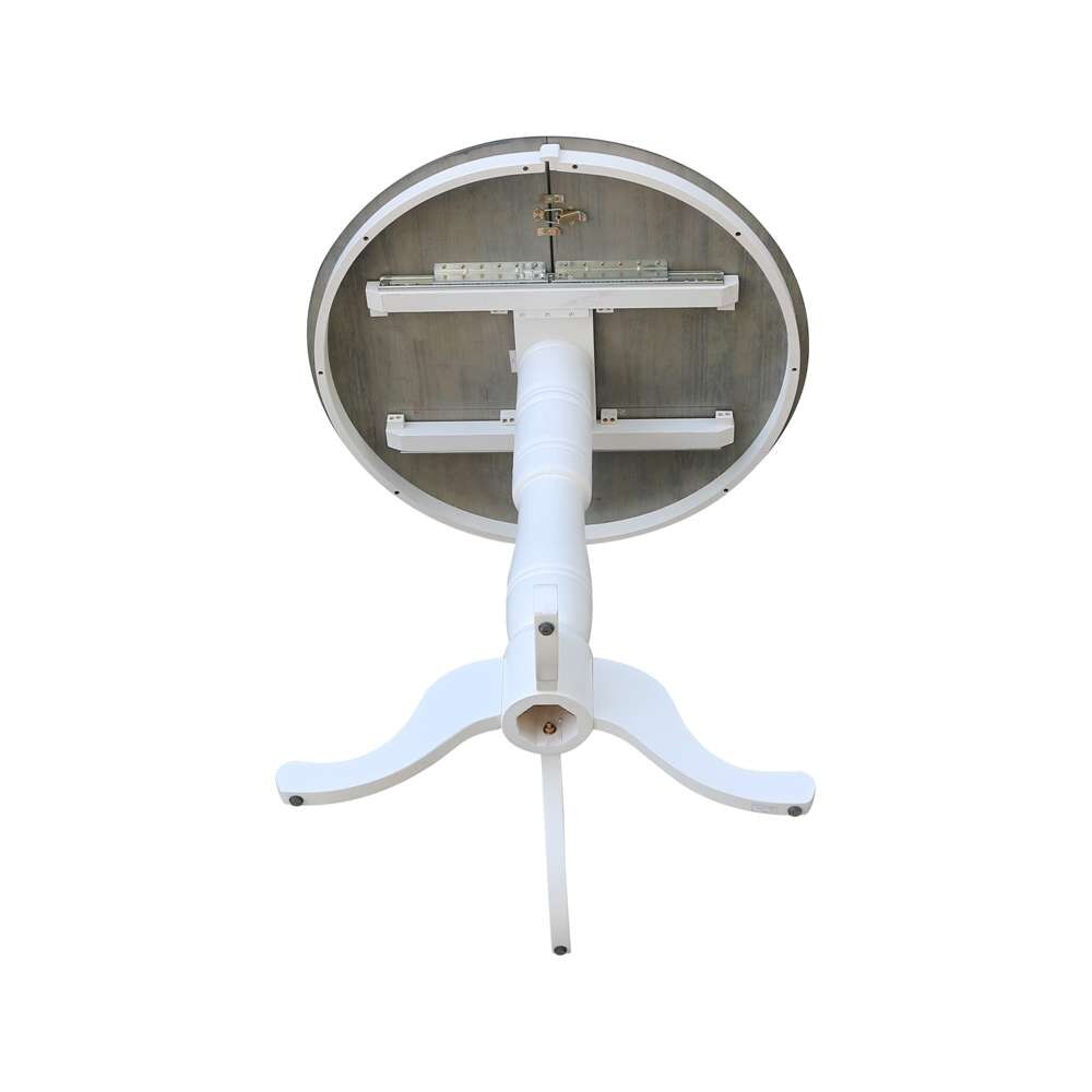 International Concepts - 36in Round Top Ped Table with 12in Leaf - 41.3inH - Bar Height in White/Heather Gray Finish - K05-36RXT-6B-2 veiw 8
