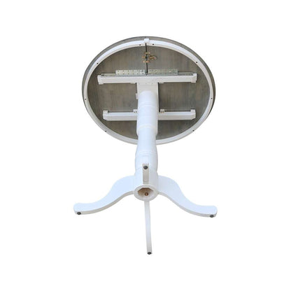 International Concepts - 36in Round Top Ped Table with 12in Leaf - 41.3inH - Bar Height in White/Heather Gray Finish - K05-36RXT-6B-2 veiw 8