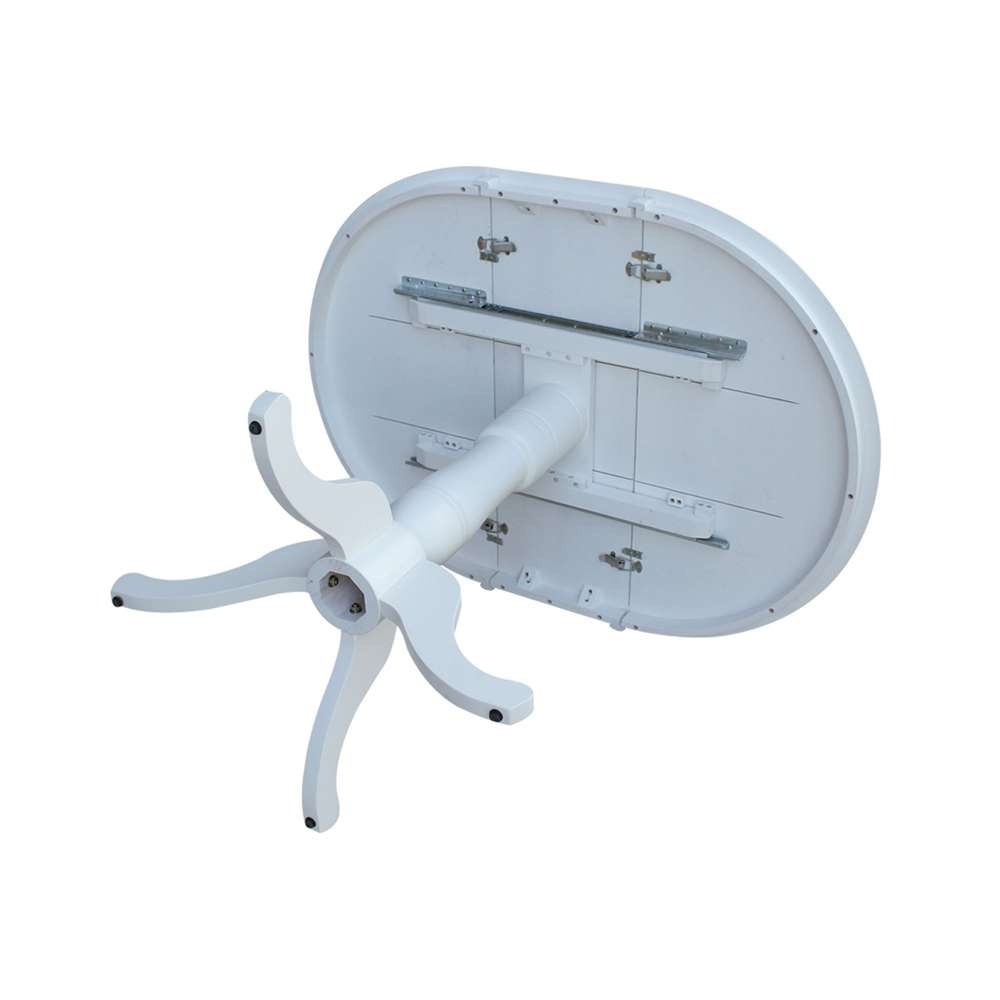 International Concepts - 36in Round Top Ped Table with 12in Leaf - 41.3inH - Bar Height in White Finish - K08-36RXT-6B-2 veiw 3