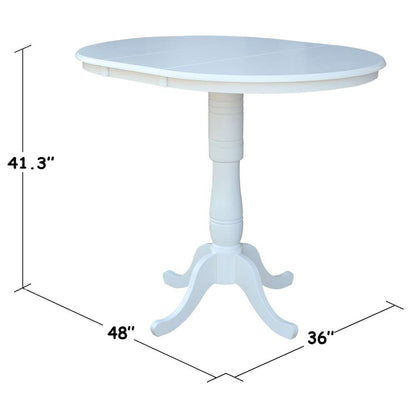 International Concepts - 36in Round Top Ped Table with 12in Leaf - 41.3inH - Bar Height in White Finish - K08-36RXT-6B-2 veiw 5