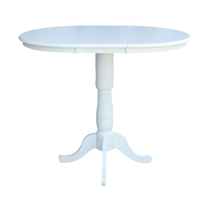 International Concepts - 36in Round Top Ped Table with 12in Leaf - 41.3inH - Bar Height in White Finish - K08-36RXT-6B-2 veiw 6