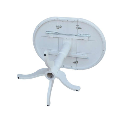 International Concepts - 36in Round Top Ped Table with 12in Leaf - 41.3inH - Bar Height in White Finish - K08-36RXT-6B-2 veiw 9