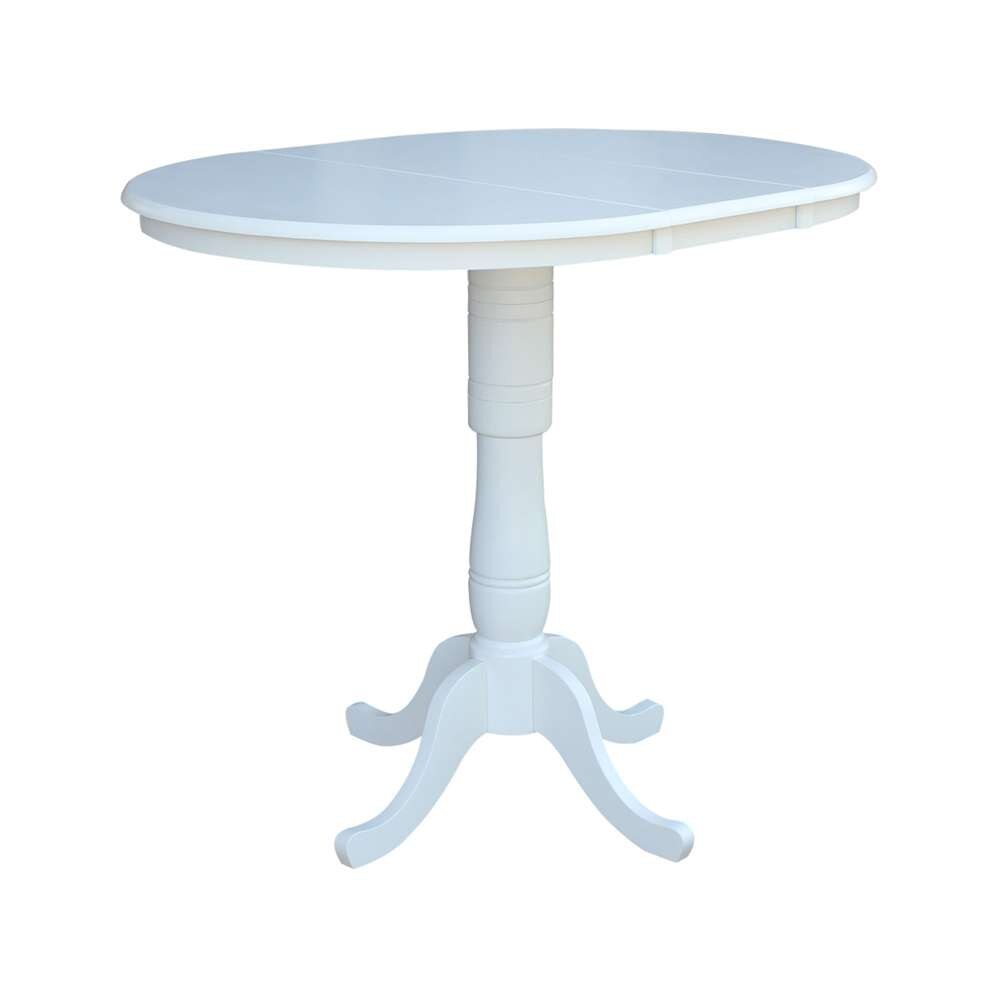 International Concepts - 36in Round Top Ped Table with 12in Leaf - 41.3inH - Bar Height in White Finish - K08-36RXT-6B-2 veiw 10