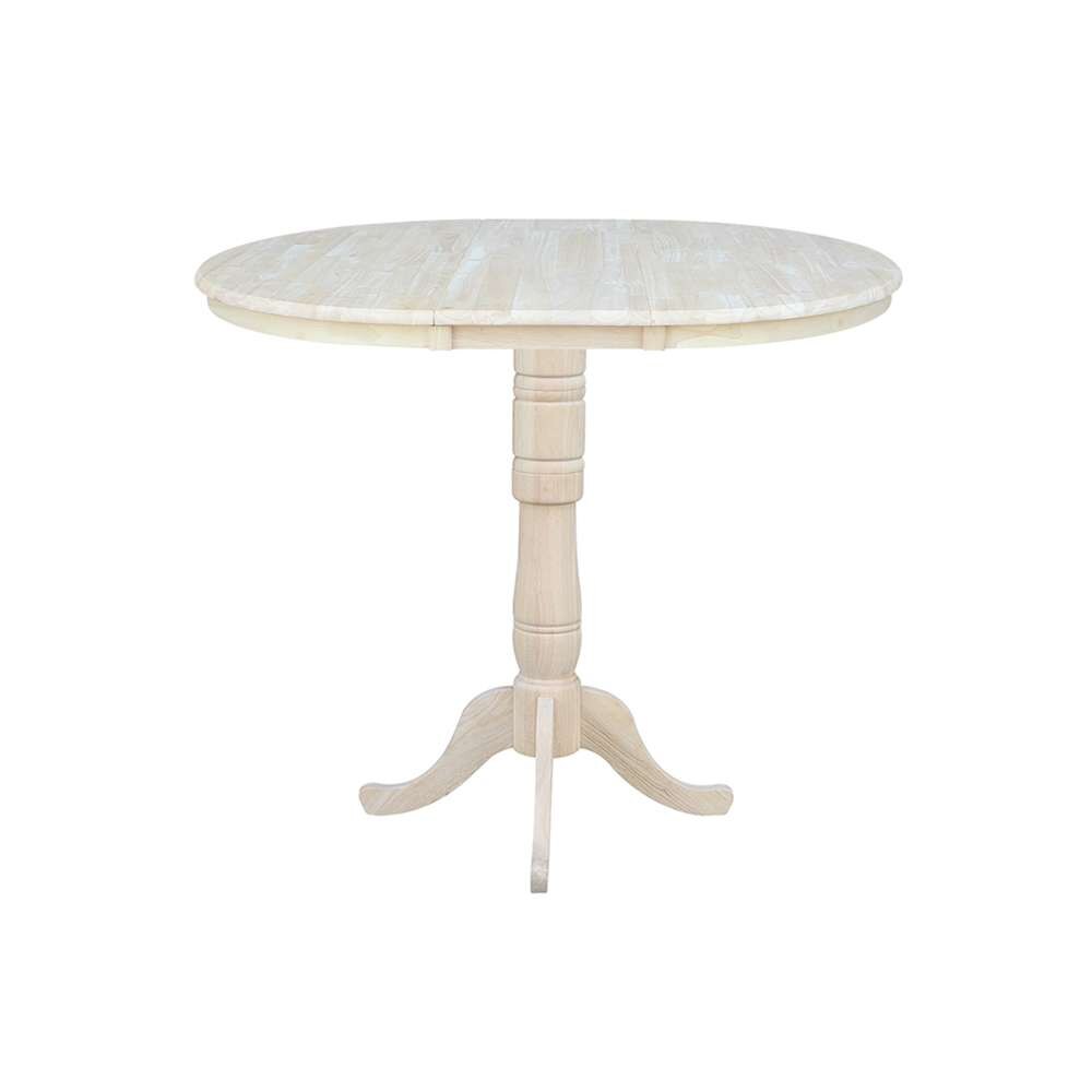 International Concepts - 36in Round Top Ped Table with 12in Leaf - 41.3inH - Bar Height - K-36RXT-6B-2 veiw 3