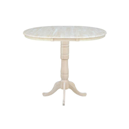 International Concepts - 36in Round Top Ped Table with 12in Leaf - 41.3inH - Bar Height - K-36RXT-6B-2 veiw 3