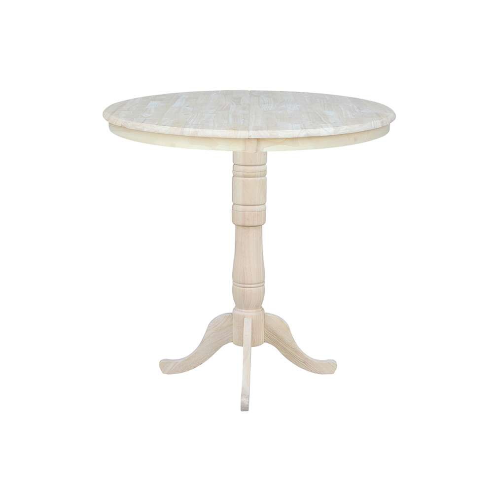 International Concepts - 36in Round Top Ped Table with 12in Leaf - 41.3inH - Bar Height - K-36RXT-6B-2 veiw 4