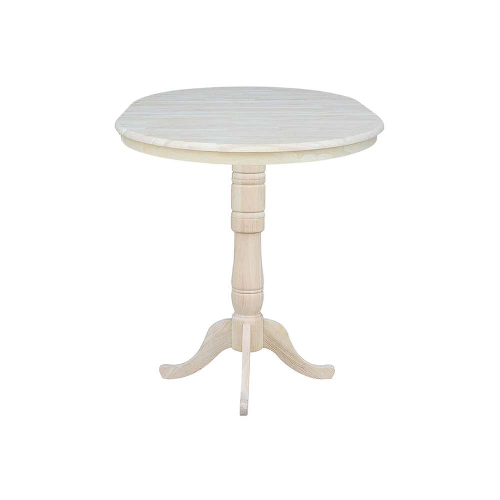 International Concepts - 36in Round Top Ped Table with 12in Leaf - 41.3inH - Bar Height - K-36RXT-6B-2 veiw 5