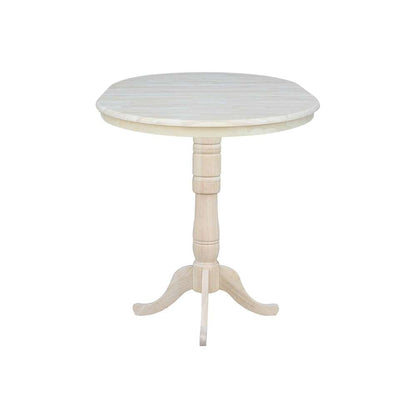 International Concepts - 36in Round Top Ped Table with 12in Leaf - 41.3inH - Bar Height - K-36RXT-6B-2 veiw 5