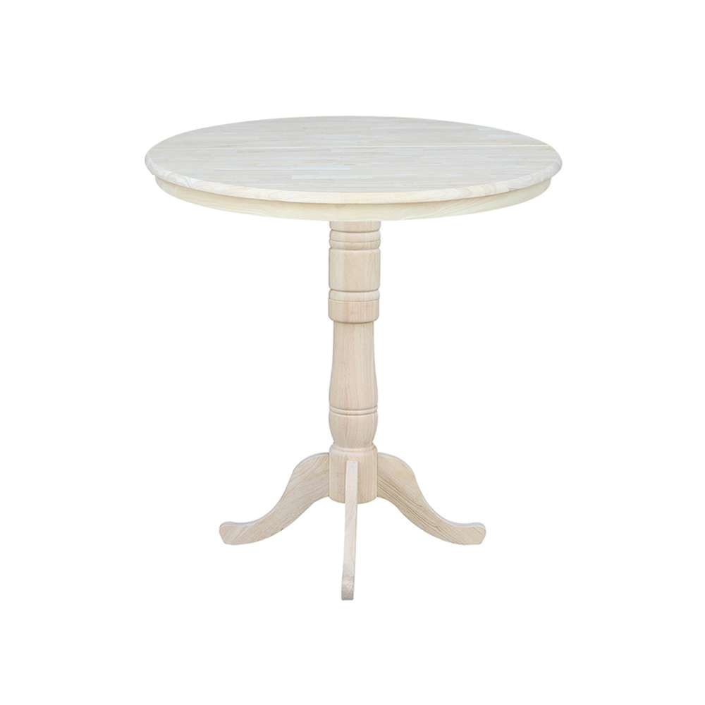 International Concepts - 36in Round Top Ped Table with 12in Leaf - 41.3inH - Bar Height - K-36RXT-6B-2 veiw 6