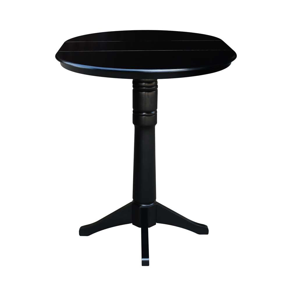 International Concepts - 36in Round Top Ped Table with 12in Leaf - 42.1inH - Bar Height in Black Finish - K46-36RXT-27B-6B-2 veiw 4