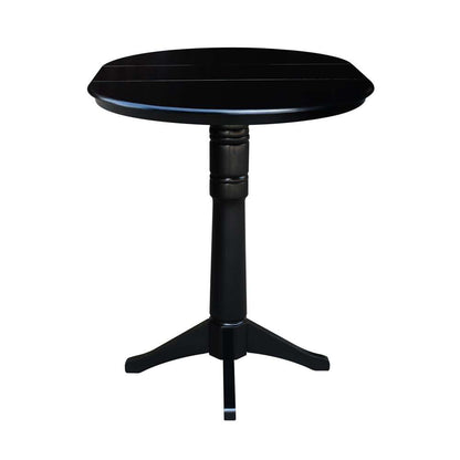 International Concepts - 36in Round Top Ped Table with 12in Leaf - 42.1inH - Bar Height in Black Finish - K46-36RXT-27B-6B-2 veiw 4