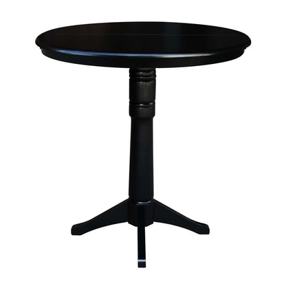 International Concepts - 36in Round Top Ped Table with 12in Leaf - 42.1inH - Bar Height in Black Finish - K46-36RXT-27B-6B-2 veiw 5