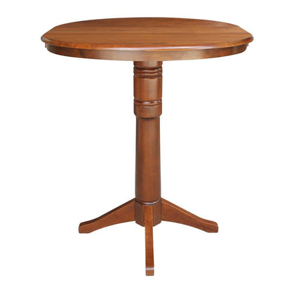 International Concepts - 36in Round Top Ped Table with 12in Leaf - 42.1inH - Bar Height in Espresso Finish - K581-36RXT-27B-6B-2 veiw 5