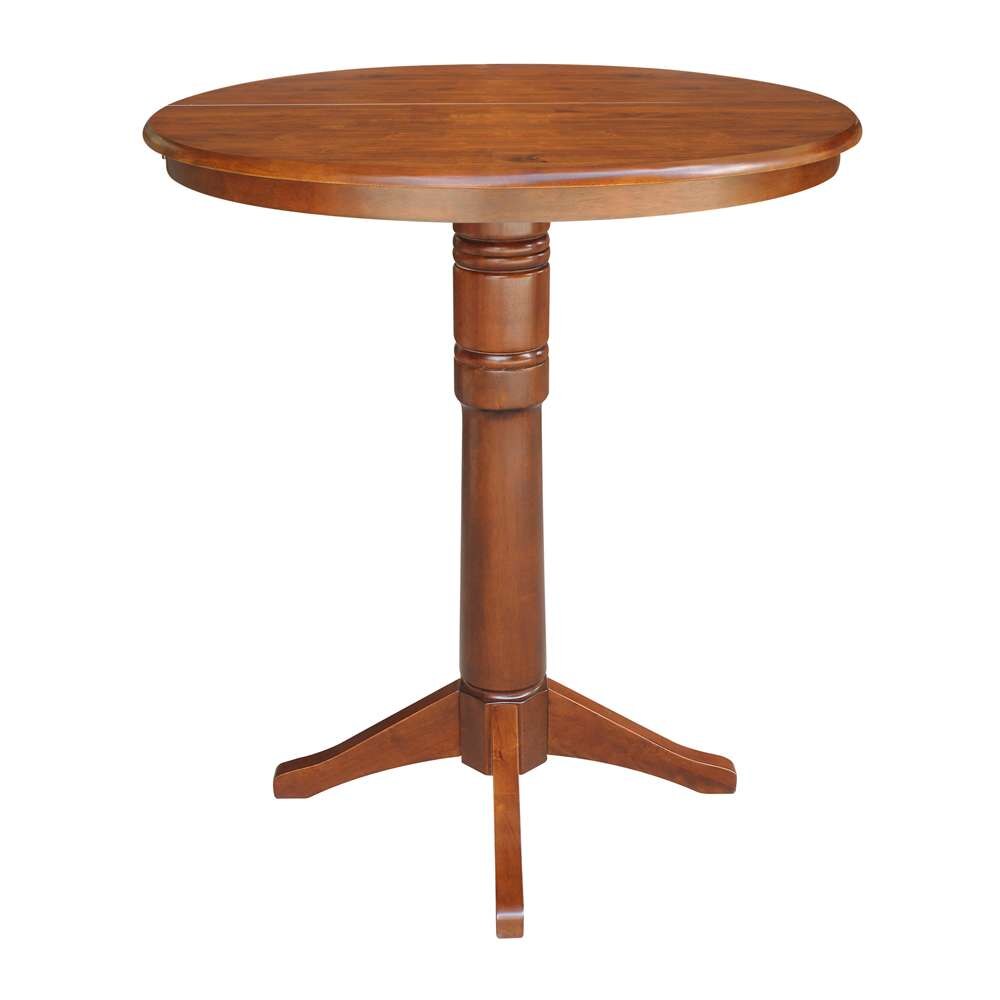 International Concepts - 36in Round Top Ped Table with 12in Leaf - 42.1inH - Bar Height in Espresso Finish - K581-36RXT-27B-6B-2 veiw 6