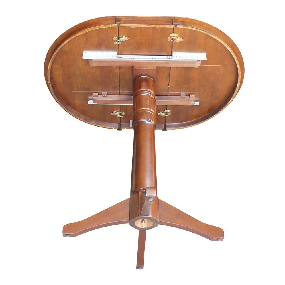 International Concepts - 36in Round Top Ped Table with 12in Leaf - 42.1inH - Bar Height in Espresso Finish - K581-36RXT-27B-6B-2 veiw 7