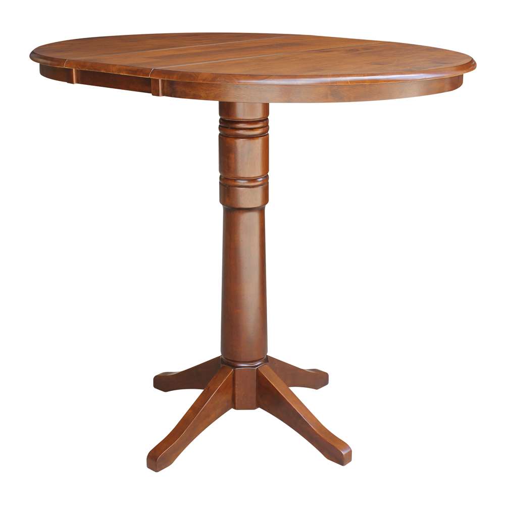 International Concepts - 36in Round Top Ped Table with 12in Leaf - 42.1inH - Bar Height in Espresso Finish - K581-36RXT-27B-6B-2 veiw 8