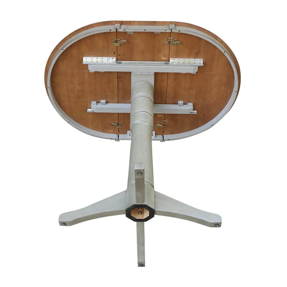 International Concepts - 36in Round Top Ped Table with 12in Leaf - 42.1inH - Bar Height in Hickory/Stone Finish - K41-36RXT-27B-6B-2 veiw 7