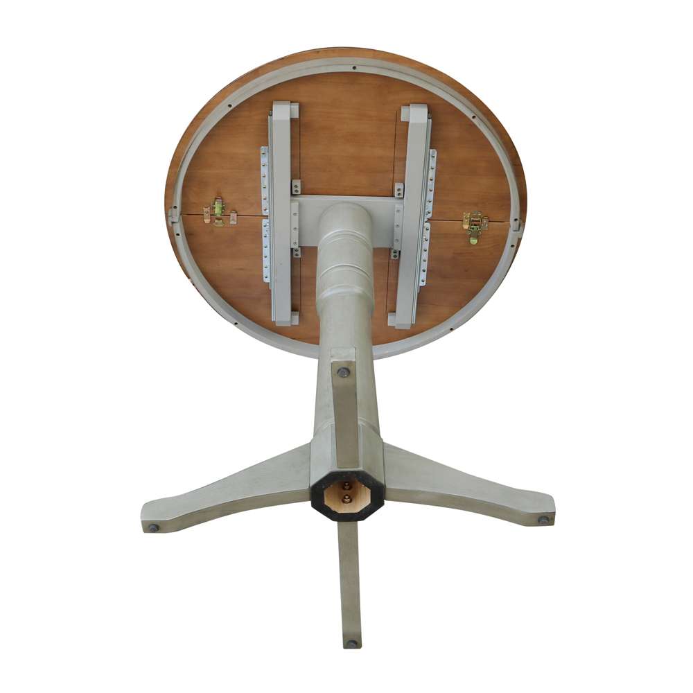 International Concepts - 36in Round Top Ped Table with 12in Leaf - 42.1inH - Bar Height in Hickory/Stone Finish - K41-36RXT-27B-6B-2 veiw 8
