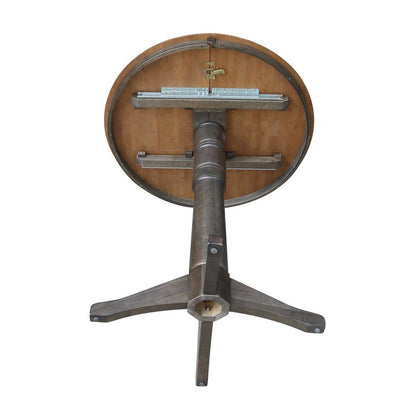 International Concepts - 36in Round Top Ped Table with 12in Leaf - 42.1inH - Bar Height in Hickory/Washed Coal Finish - K45-36RXT-27B-6B-2 veiw 8