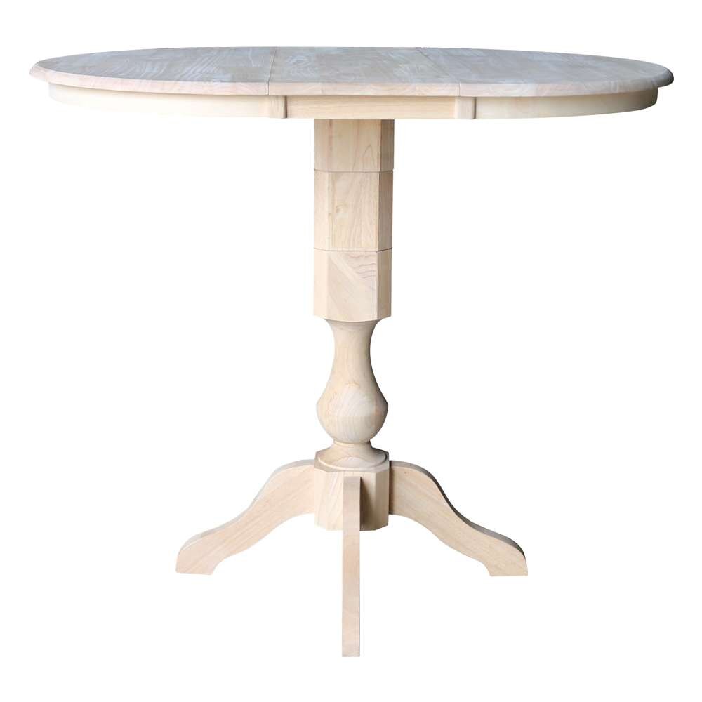International Concepts - 36in Round Top Ped Table with 12in Leaf - 42.1inH - Bar Height - K-36RXT-11P-2 veiw 3