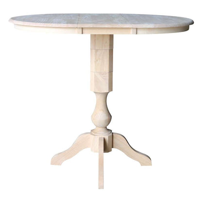 International Concepts - 36in Round Top Ped Table with 12in Leaf - 42.1inH - Bar Height - K-36RXT-11P-2 veiw 3